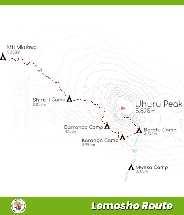 Lemosho Route map